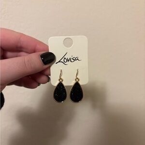 Black and Gold Teardrop Earrings